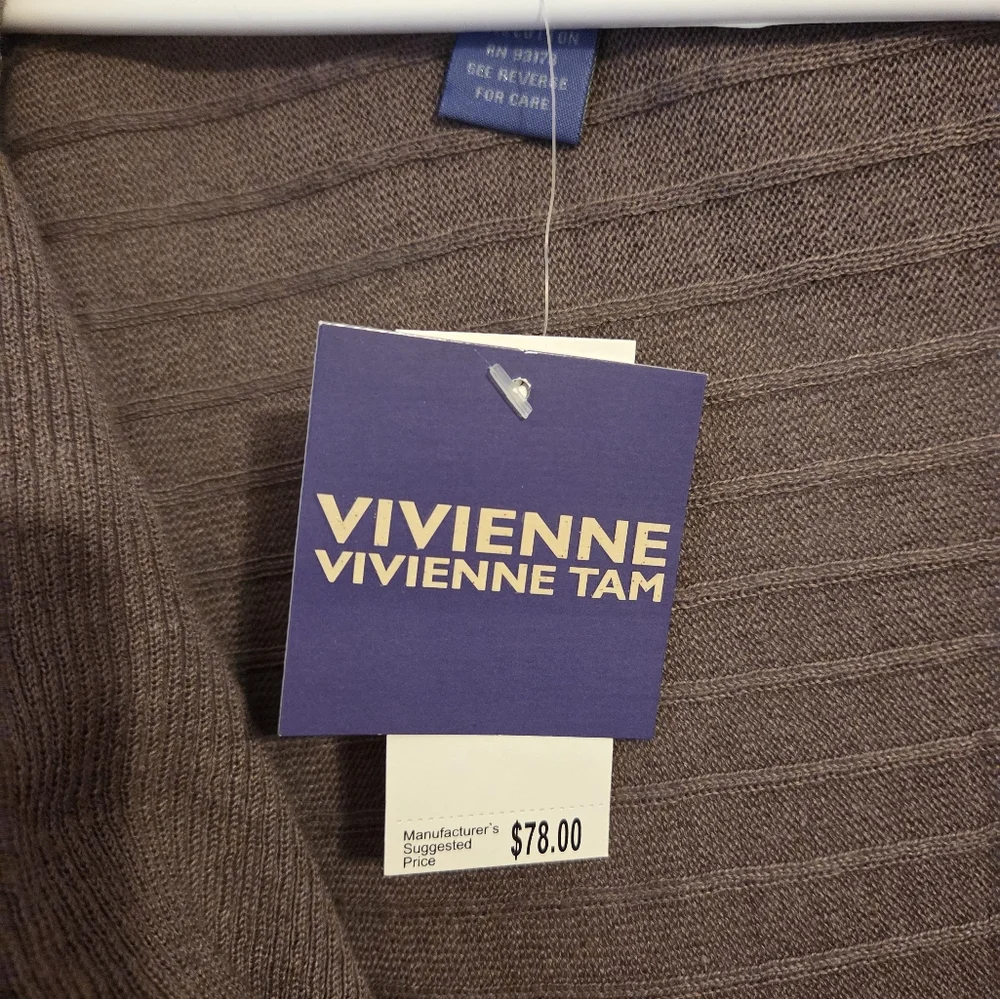 Vivienne Tam Brown Dress L 3/4 Sleeves Assymetrical Hem Line - Picture 2 of 5